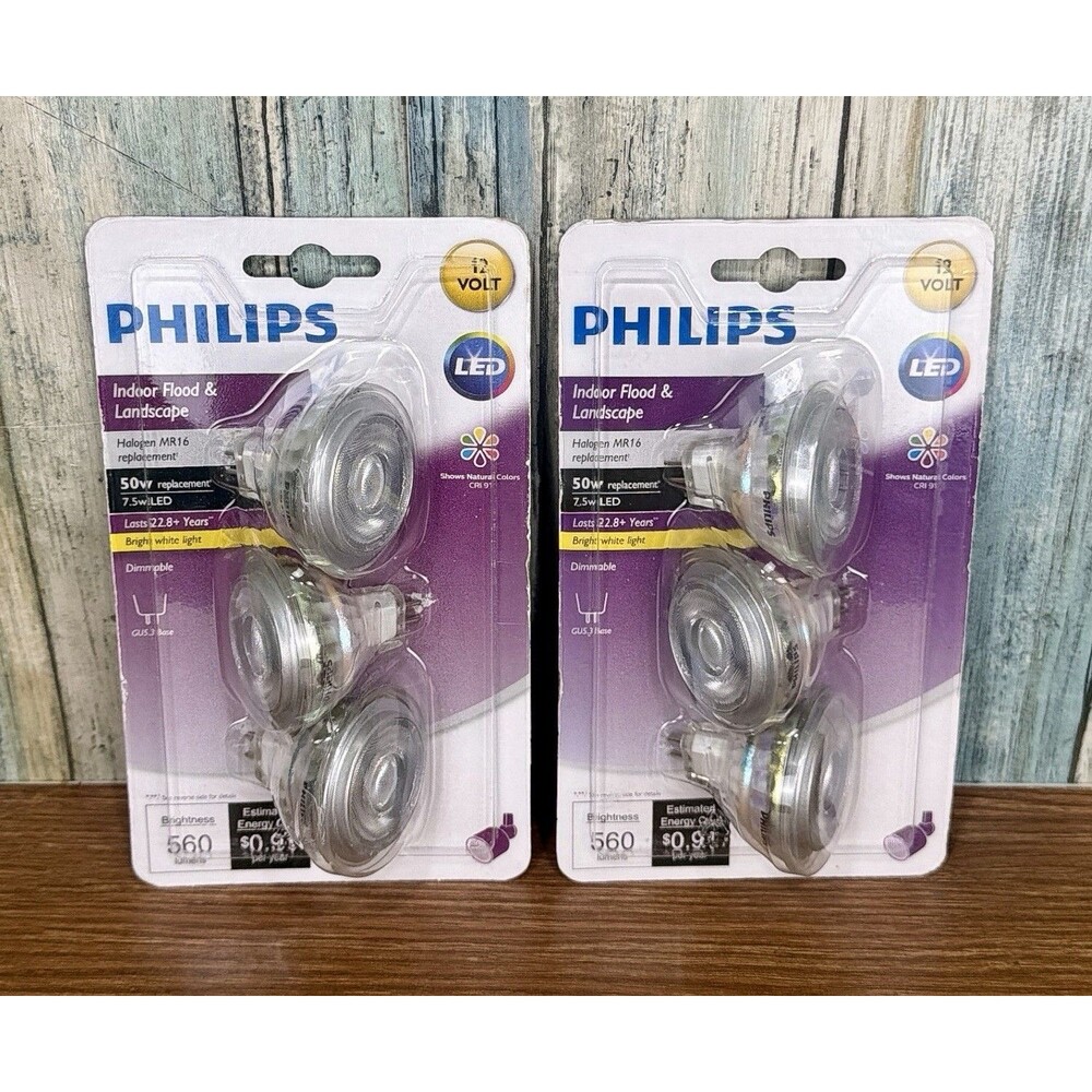 Philips MR16 LED 50W Equivalent 12V Bright White Indoor Landscape Bulbs 6-Pack